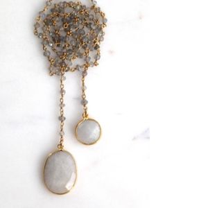 Gray Laboradorite Chain and Chrystal Necklace